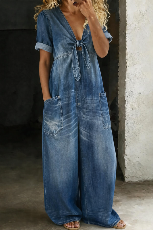 Maya™ | Tuta in denim con scollo a V