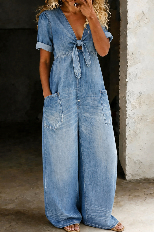 Maya™ | Tuta in denim con scollo a V