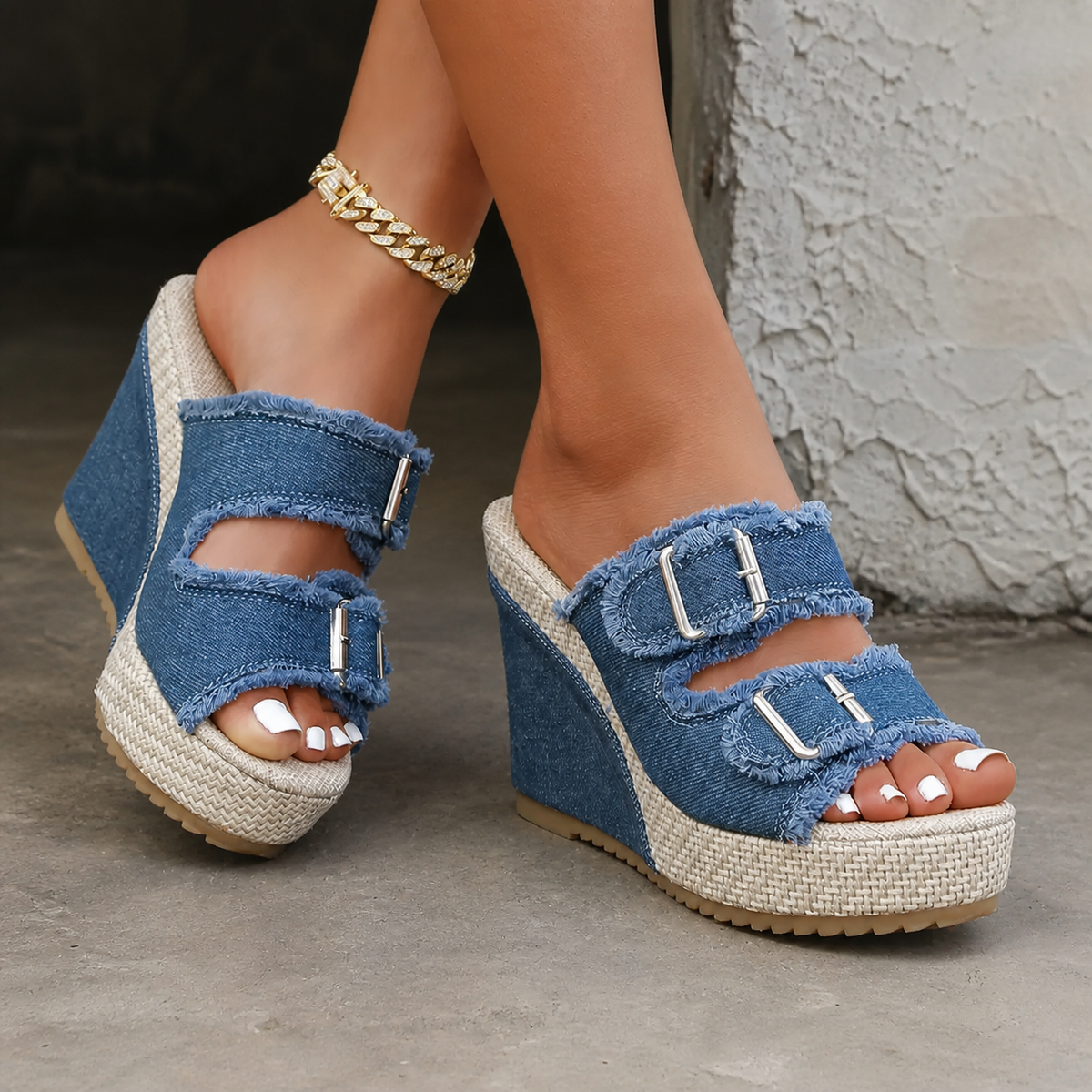 Atelier | Sandali con zeppa a bordo sfrangiato