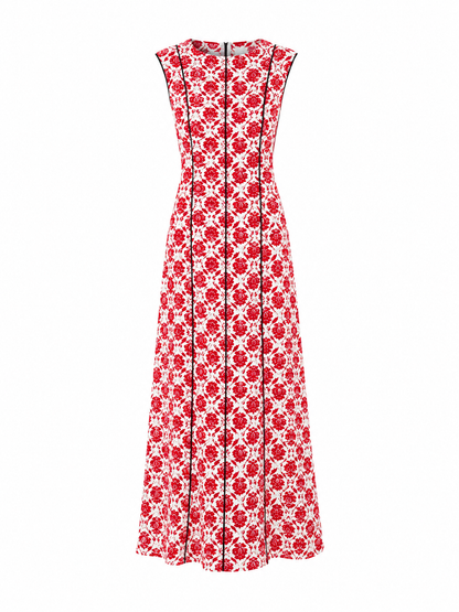 Abito midi con motivo floreale geometrico