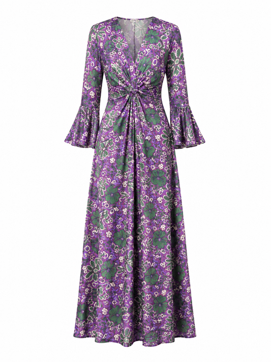 Abito lungo con stampa floreale vintage