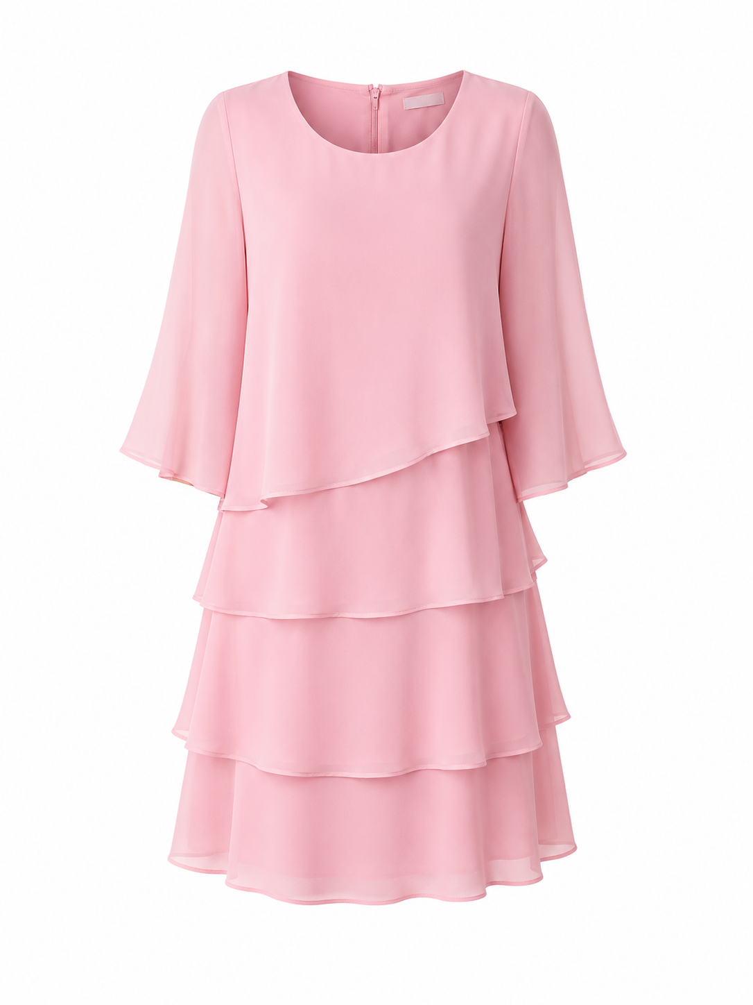 Abito in rosa cipria con balze