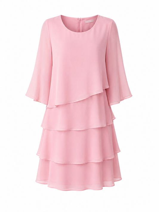 Abito in rosa cipria con balze