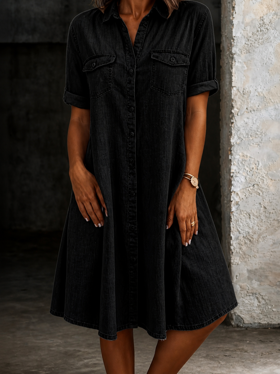 Patricia | Abito midi in denim casual