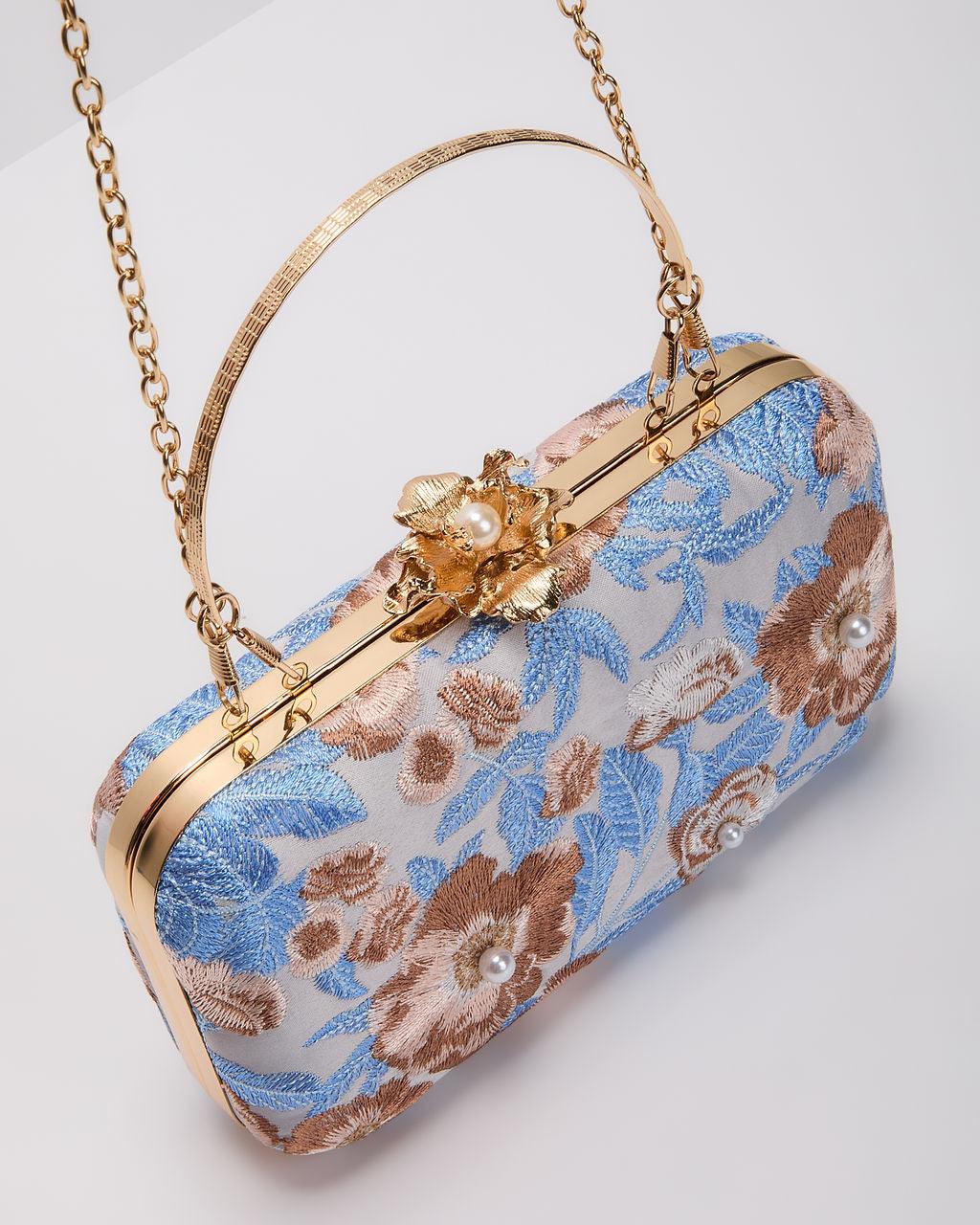 Clutch rigido ricamato con fresie - elegante borsa da sera