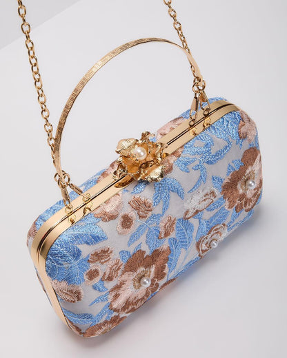 Clutch rigido ricamato con fresie - elegante borsa da sera