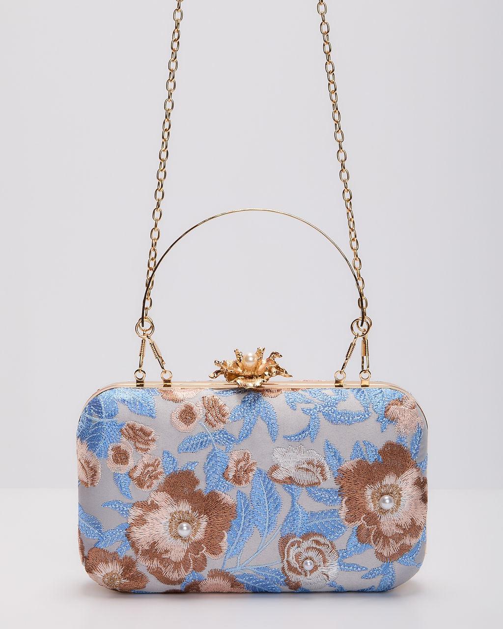 Clutch rigido ricamato con fresie - elegante borsa da sera