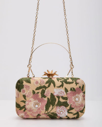 Clutch rigido ricamato con fresie - elegante borsa da sera