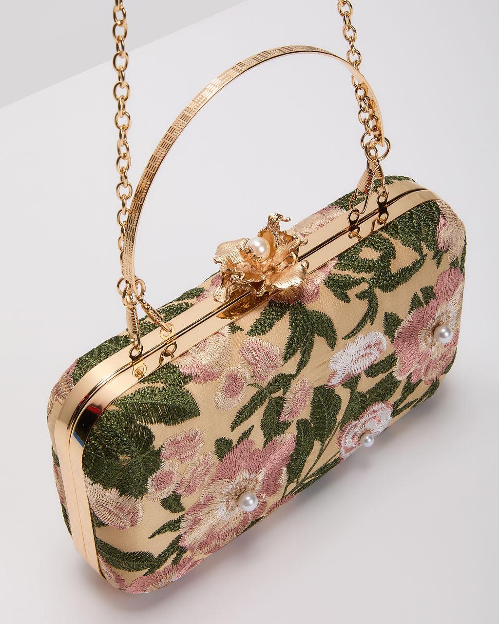 Clutch rigido ricamato con fresie - elegante borsa da sera