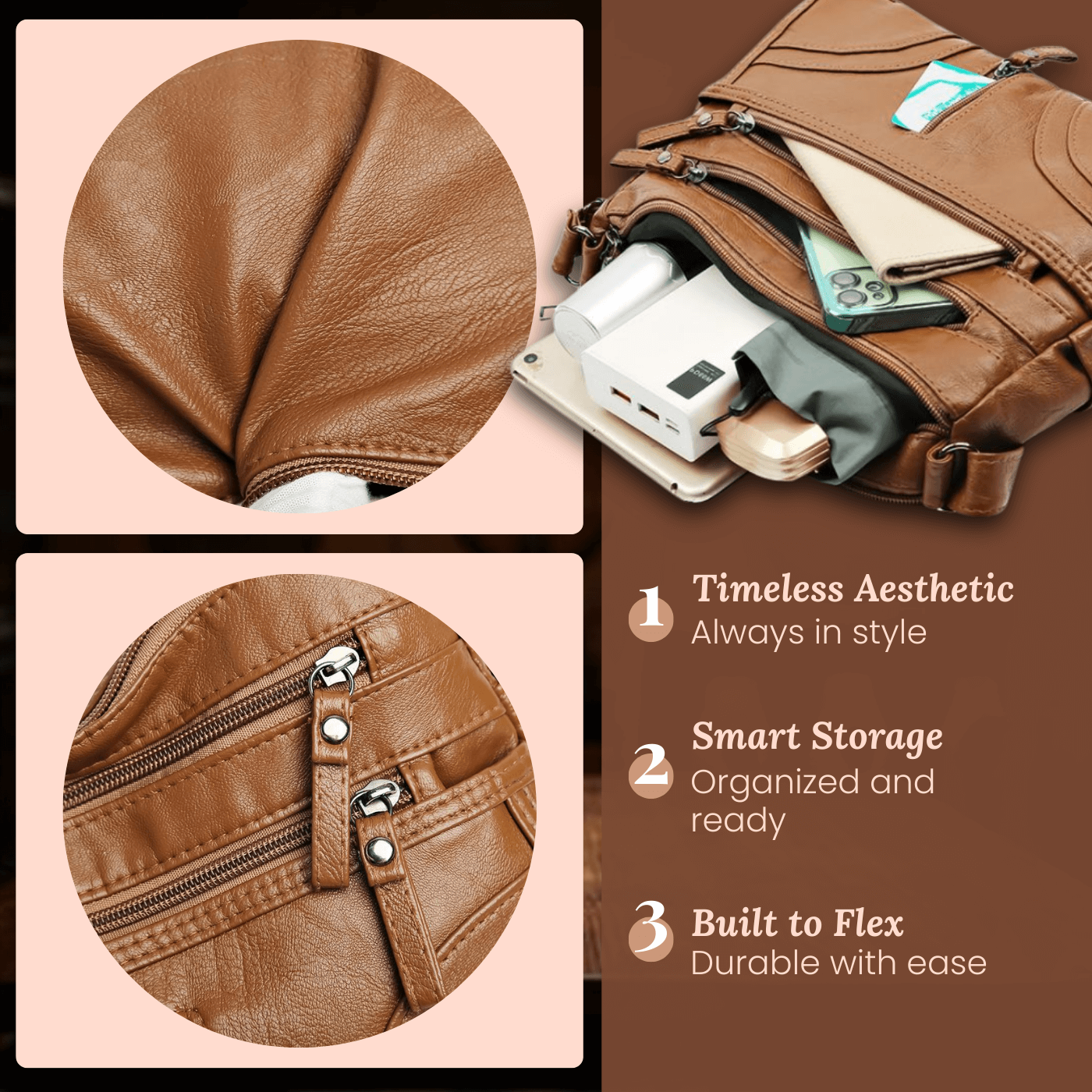 Borsa a tracolla con tasche multiple di Emanuela