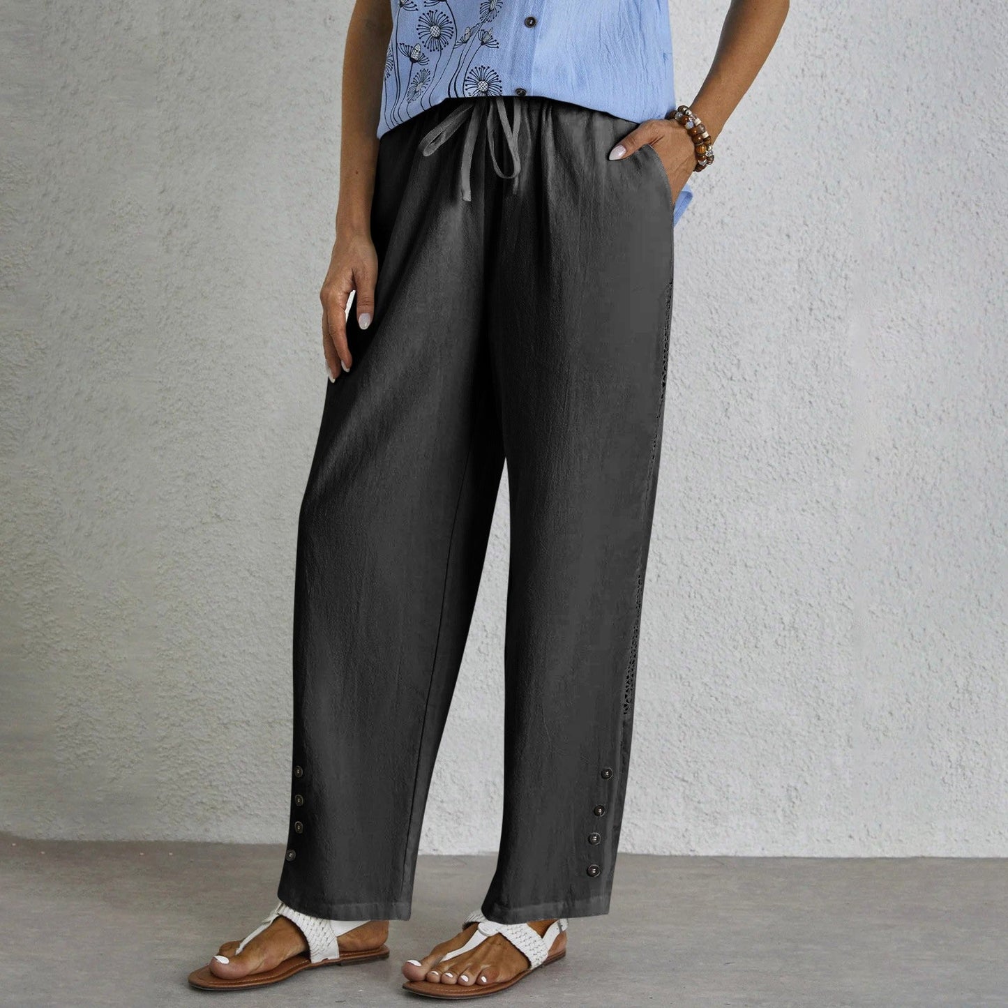 Shania - Pantaloni casual con bottoni