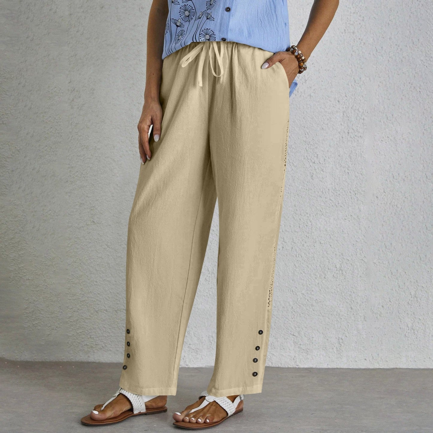 Shania - Pantaloni casual con bottoni