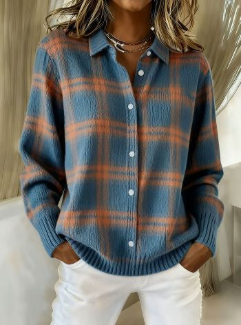 Cardigan a quadri blu