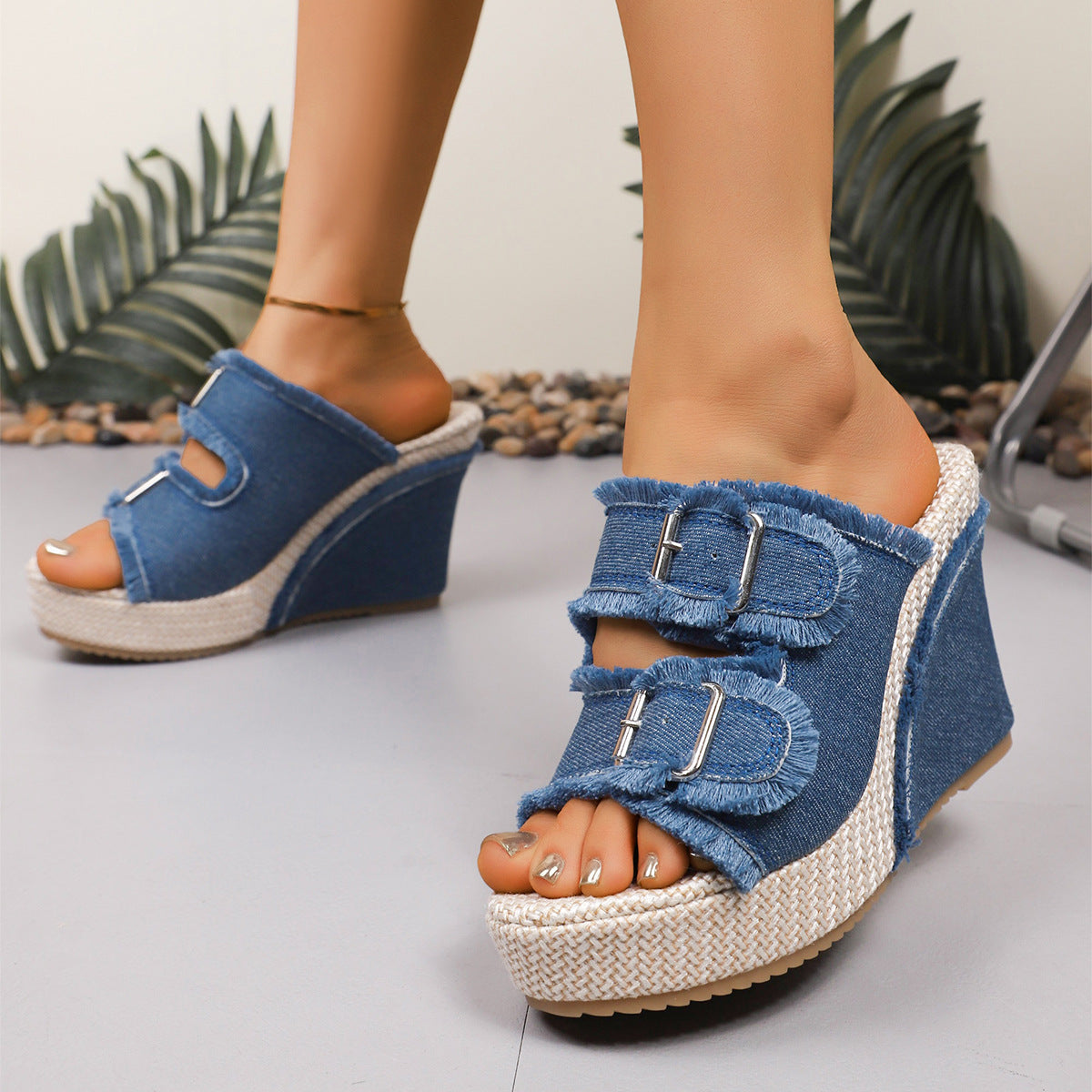 Atelier | Sandali con zeppa a bordo sfrangiato