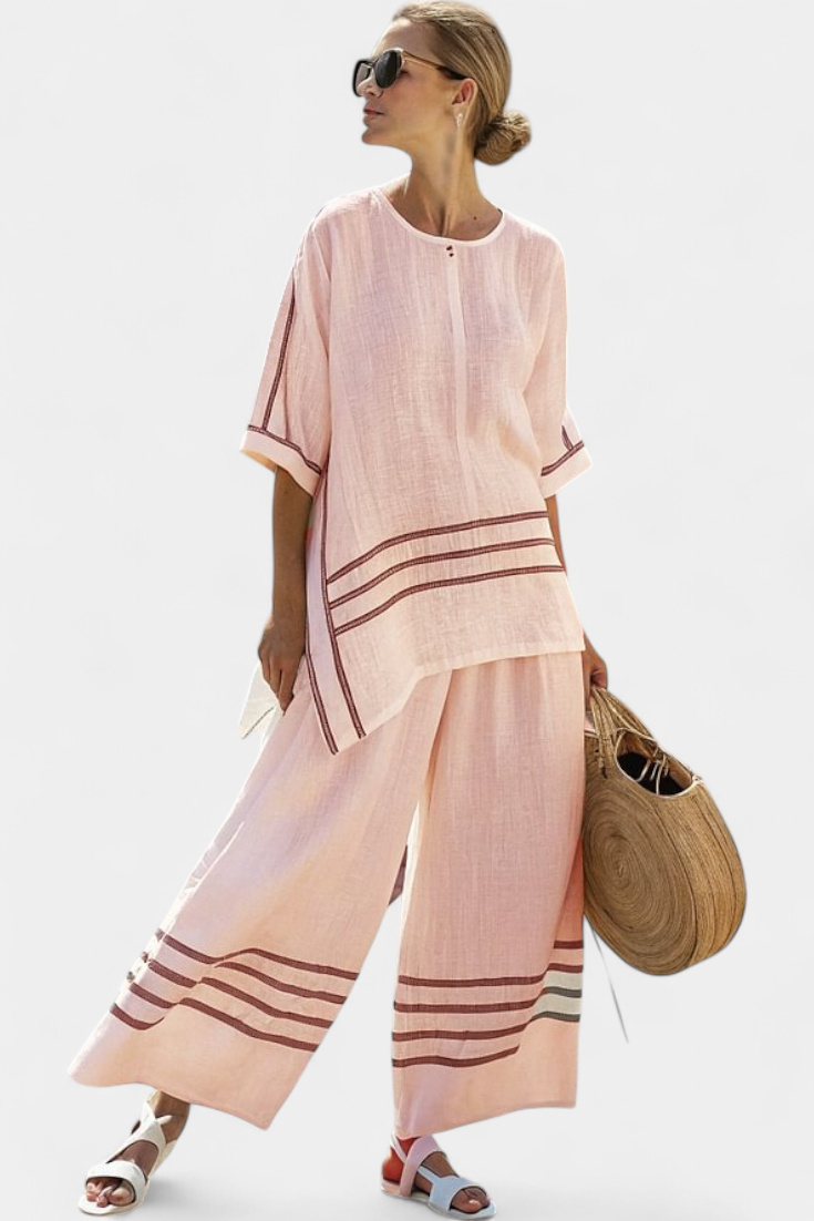 Wynne | Set di lino a righe minimaliste