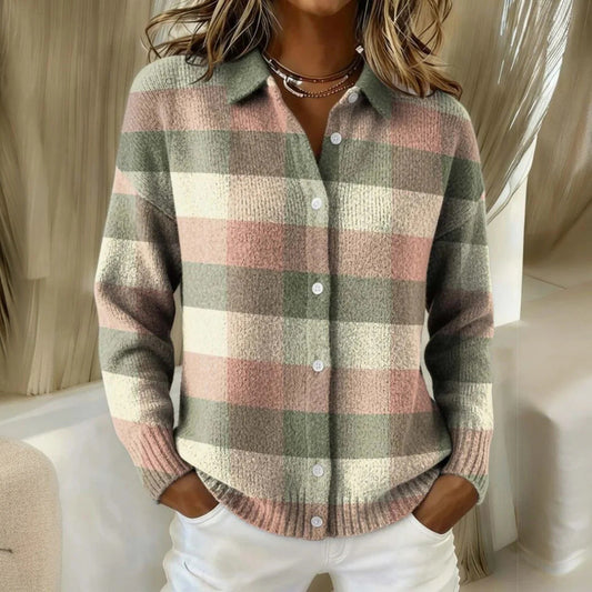 Cardigan a quadri pastello