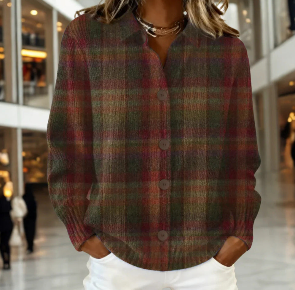 Cardigan a quadri bordeaux