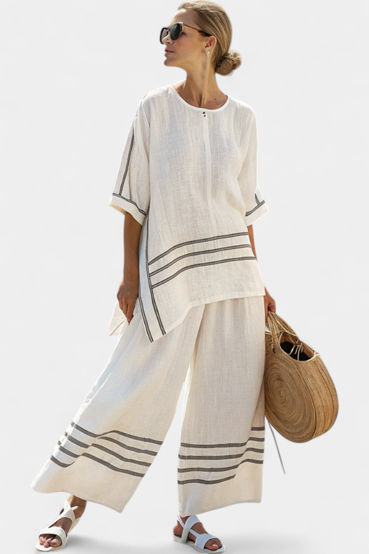 Wynne | Set di lino a righe minimaliste