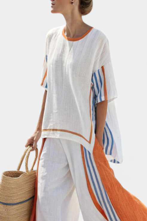 Marina | Elegante set in lino a righe