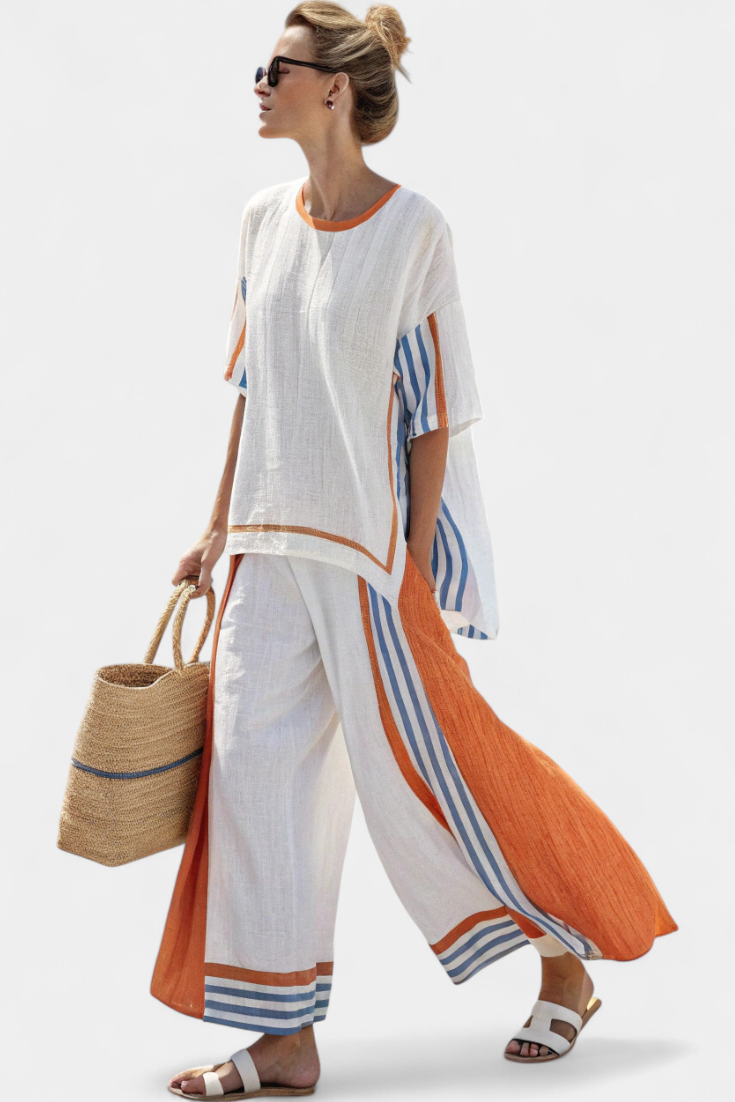 Marina | Elegante set in lino a righe