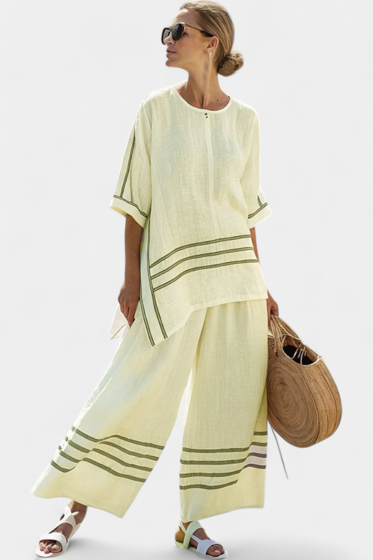 Wynne | Set di lino a righe minimaliste