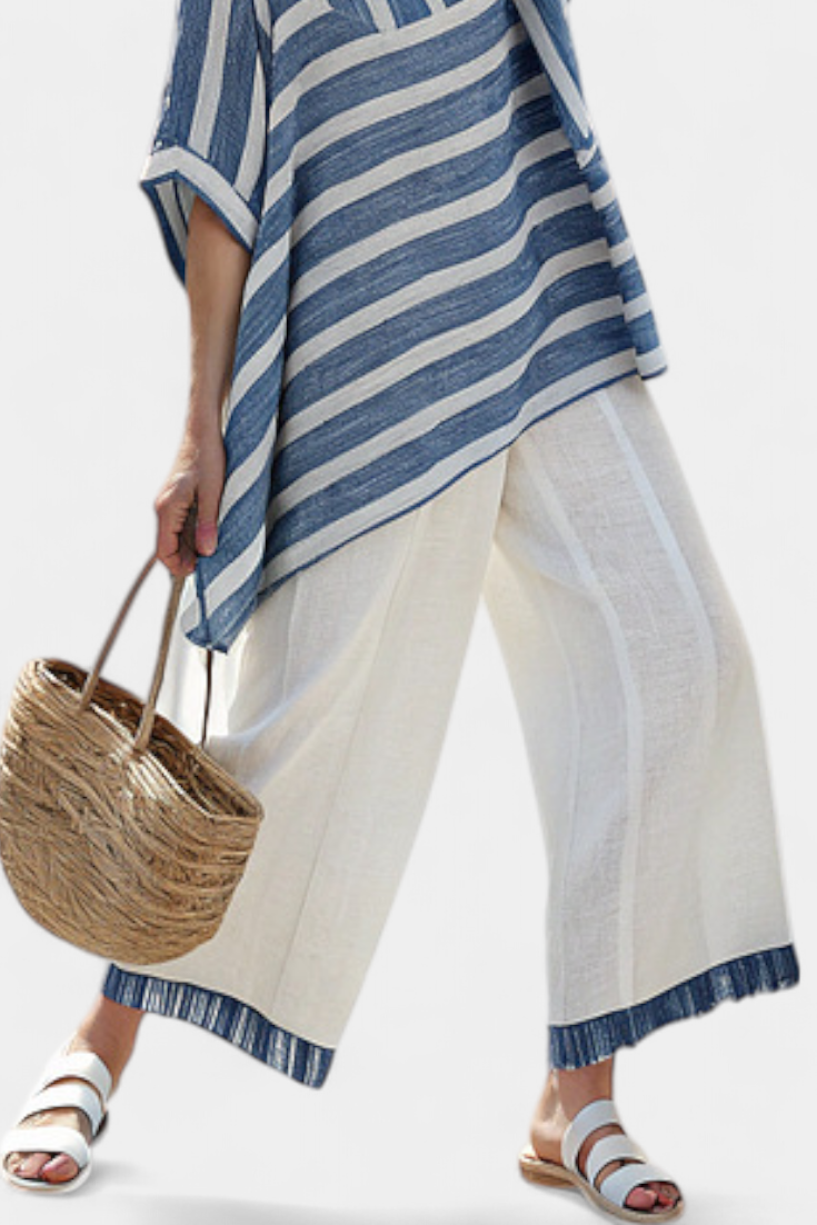 Corvelle | Set in lino a righe blu