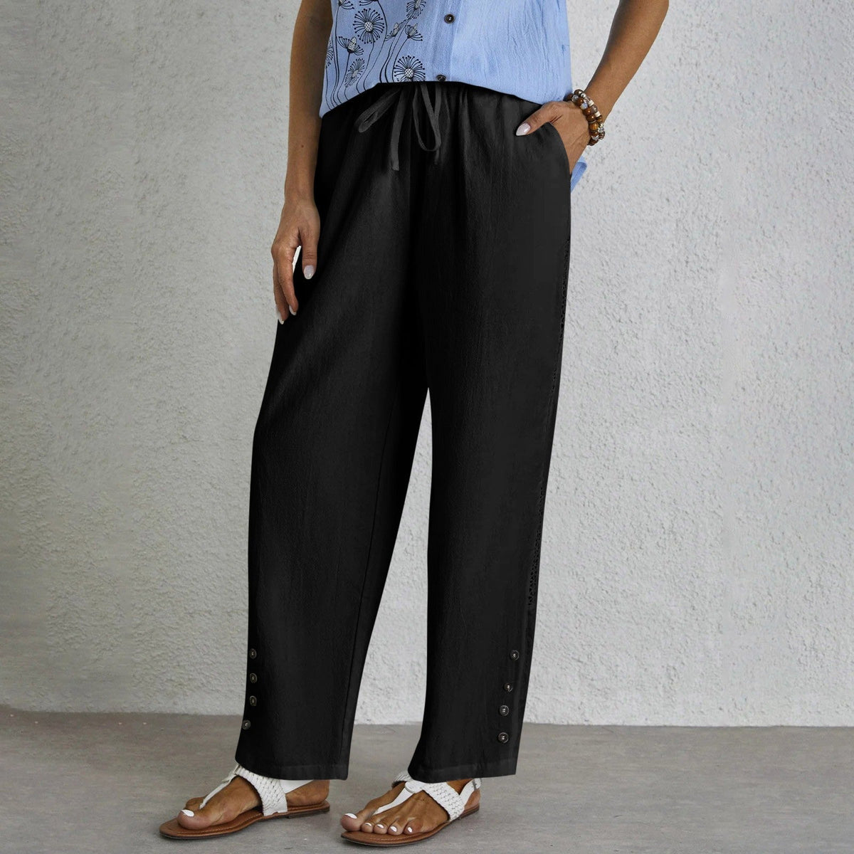 Shania - Pantaloni casual con bottoni