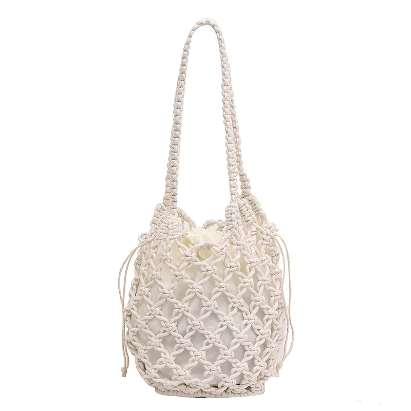 Borsa Marina tessuta con cordino e tracolla – stile casual e pratico