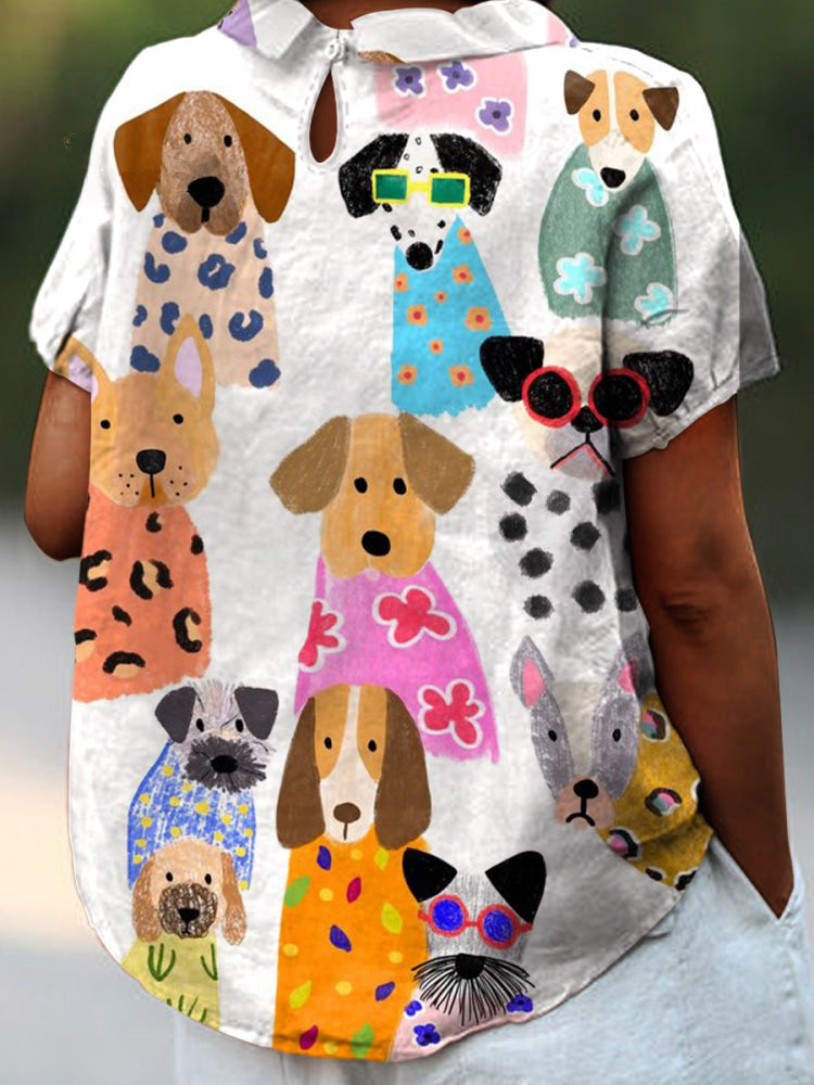 Tilly | Blusa con stampa di cani giocosi