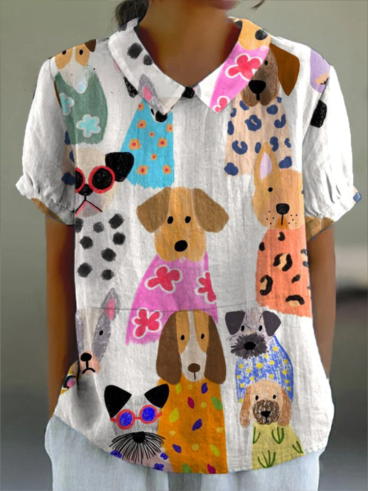 Tilly | Blusa con stampa di cani giocosi