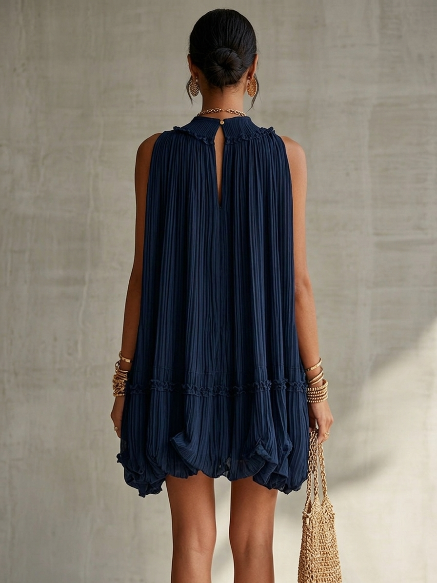 Bianca | Mini abito in chiffon con scollo americano