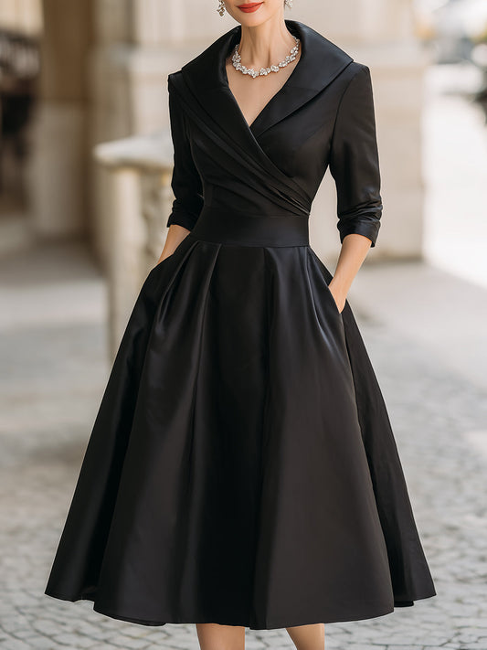 Abito midi in raso nero