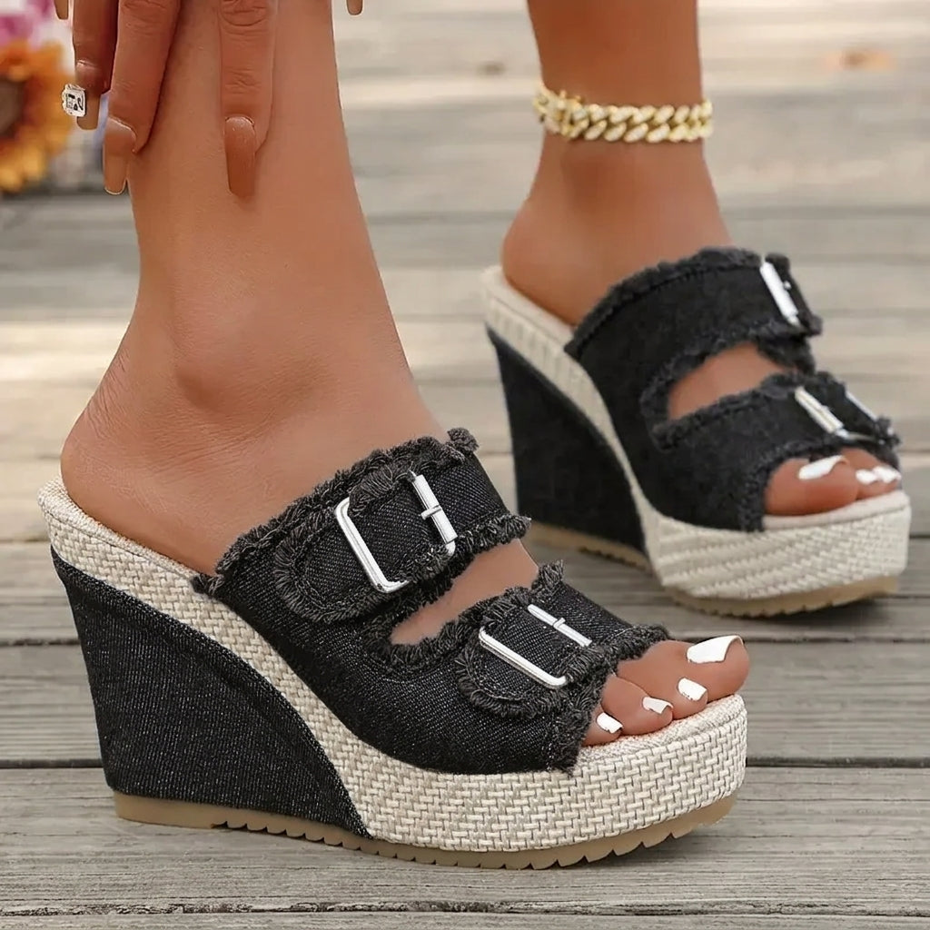 Atelier | Sandali con zeppa a bordo sfrangiato