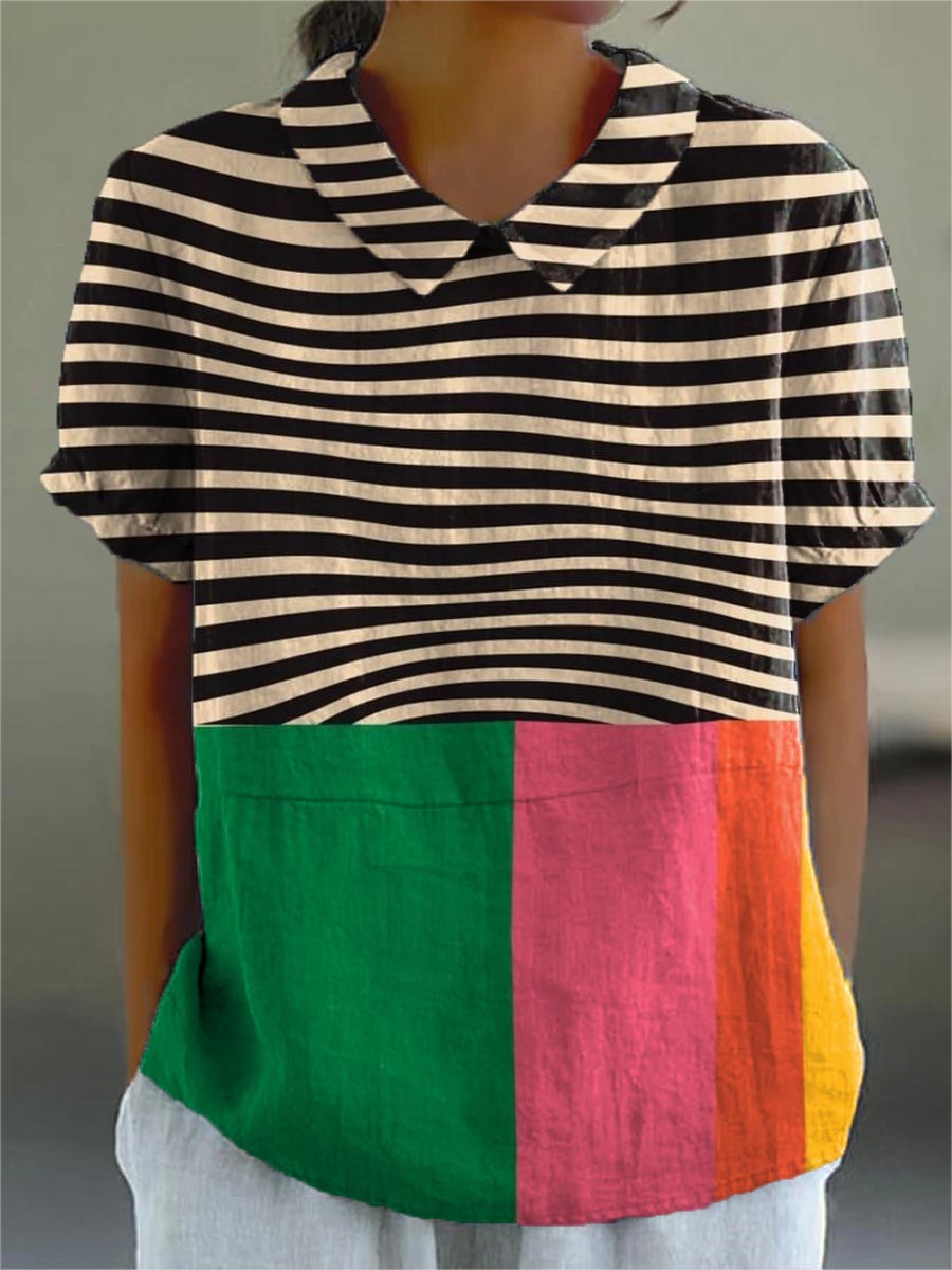 Eva | Elegante blusa colorblock a righe