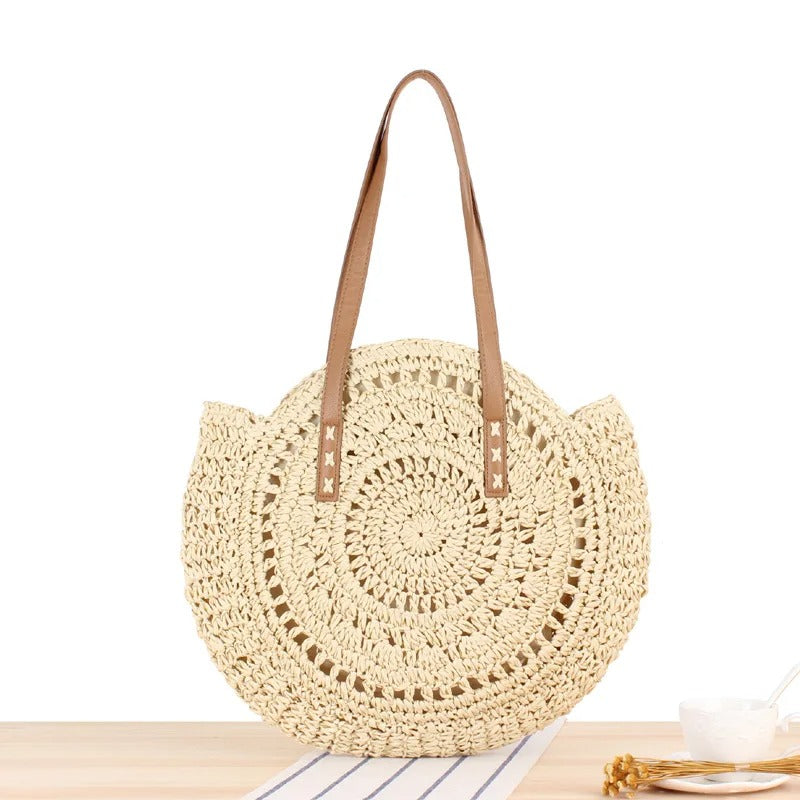Adriana Borsa rotonda in rafia intrecciata – Stile bohemiano moderno