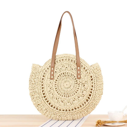 Adriana Borsa rotonda in rafia intrecciata – Stile bohemiano moderno