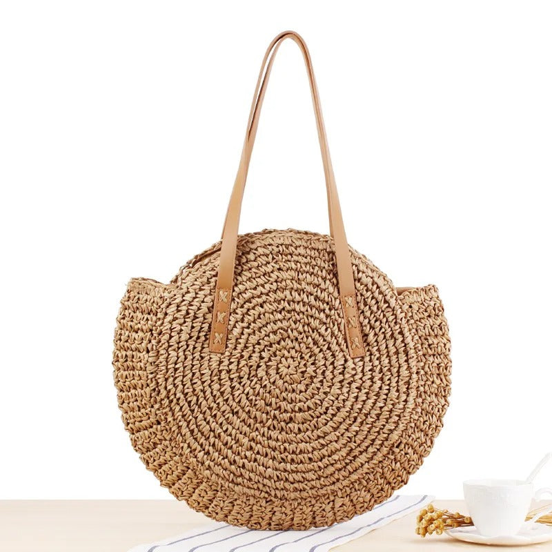 Adriana Borsa rotonda in rafia intrecciata – Stile bohemiano moderno