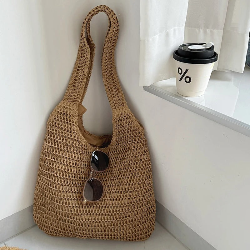 Marina Borsa Tote in Rafia Naturale - Stile Estivo e Versatile