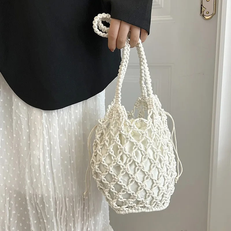 Borsa Marina tessuta con cordino e tracolla – stile casual e pratico