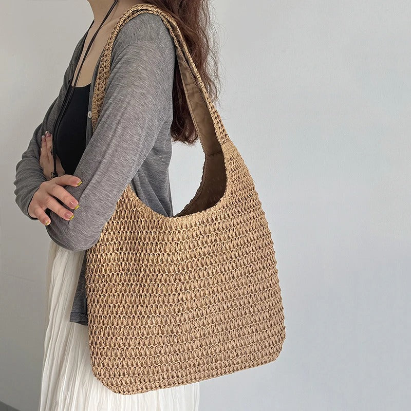 Marina Borsa Tote in Rafia Naturale - Stile Estivo e Versatile
