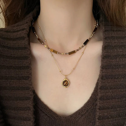 Collana Kaia a doppio strato con occhio di tigre
