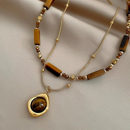 Collana Kaia a doppio strato con occhio di tigre