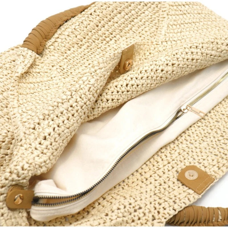 Catalina Borsa Tote in Raffia Intrecciata: Grande Capacità e Stile Naturale