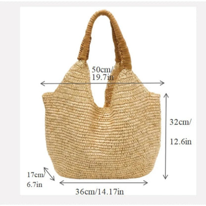 Catalina Borsa Tote in Raffia Intrecciata: Grande Capacità e Stile Naturale