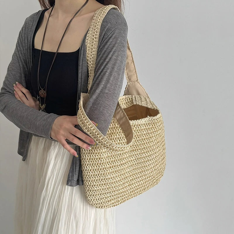 Marina Borsa Tote in Rafia Naturale - Stile Estivo e Versatile