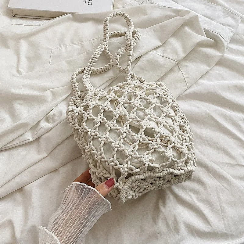 Borsa Marina tessuta con cordino e tracolla – stile casual e pratico