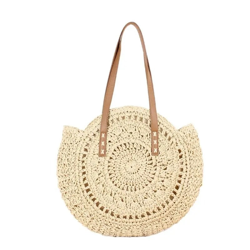 Adriana Borsa rotonda in rafia intrecciata – Stile bohemiano moderno