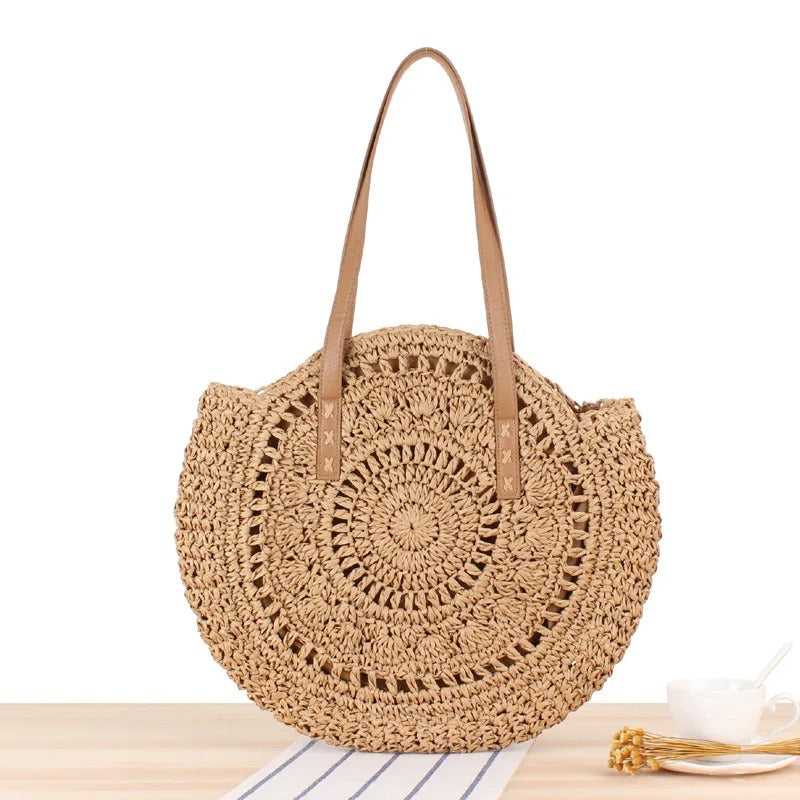 Adriana Borsa rotonda in rafia intrecciata – Stile bohemiano moderno