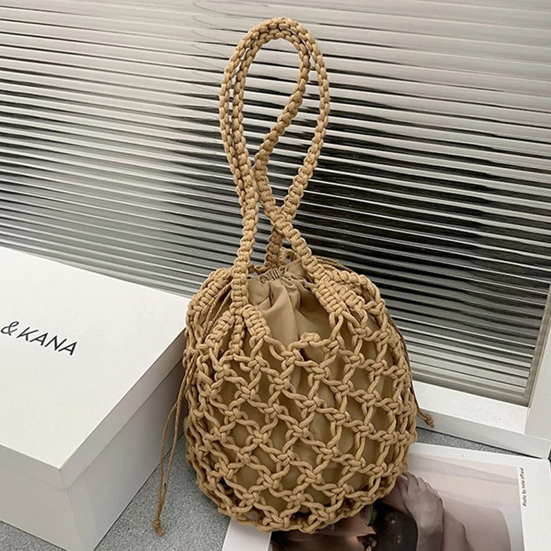 Borsa Marina tessuta con cordino e tracolla – stile casual e pratico