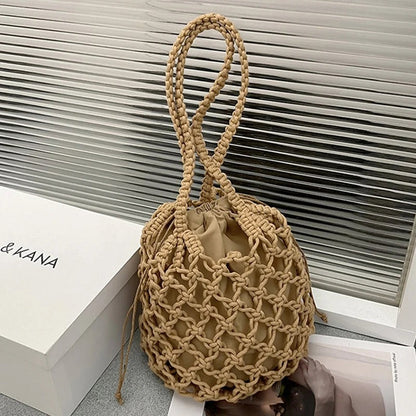 Borsa Marina tessuta con cordino e tracolla – stile casual e pratico